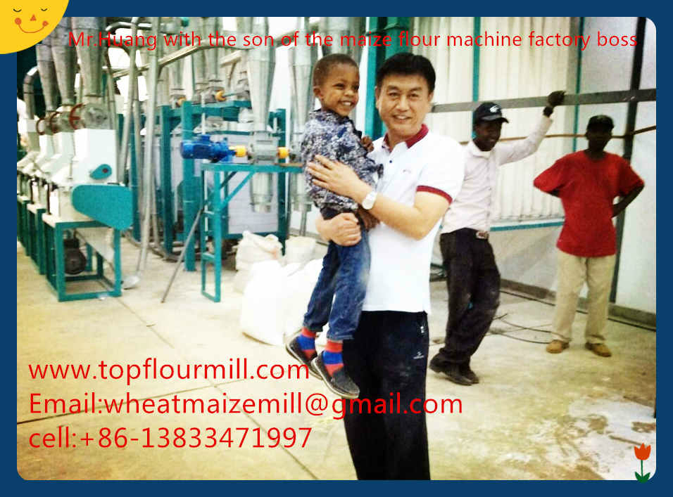 Mr.Huang with the maize flour machine boss son photo